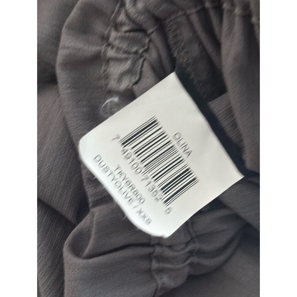 BCBGMAXAZRIA bcbg olive green lightweight semi sheer Olina button front dress - Picture 5 of 11